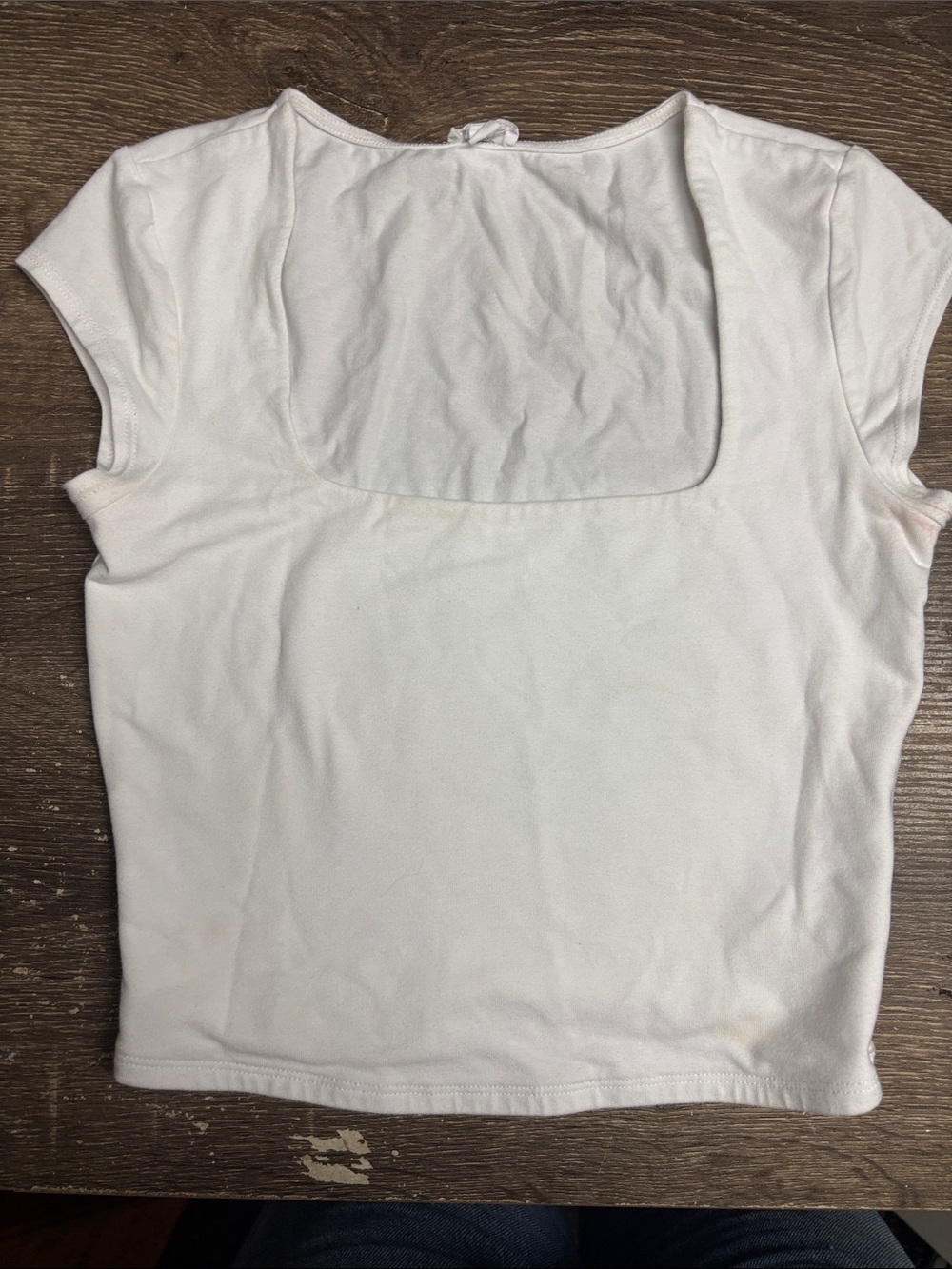Garage White Square Neck Cap Sleeve Tee